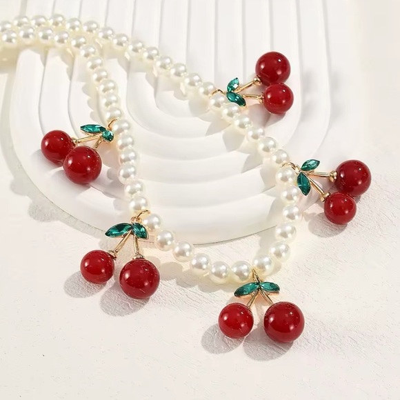 Anthropologie Jewelry - Cherry Pearl Gold Necklace
